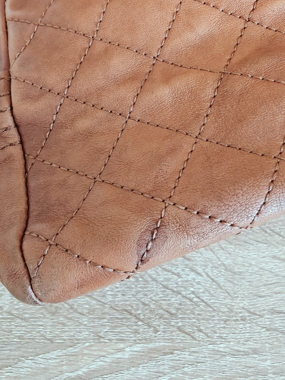 Frye Samantha Quilted Cognac Leather Tote Satchel Shoulder Bag - Picture 15 of 16